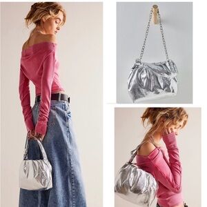 FREE PEOPLE Silver Viva La Vegan Handbag NWT